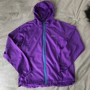 EUC Asics packable full zip jacket with hood - M